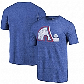 Quebec Nordiques Royal Distressed Throwback Primary Logo Tri Blend T-Shirt